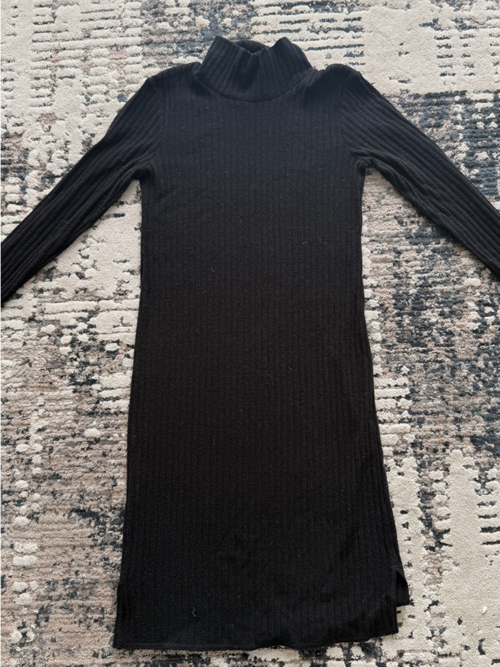 Aritzia Wilfred Free Black Ribbed Long Sleeve Turtleneck Knit Dress